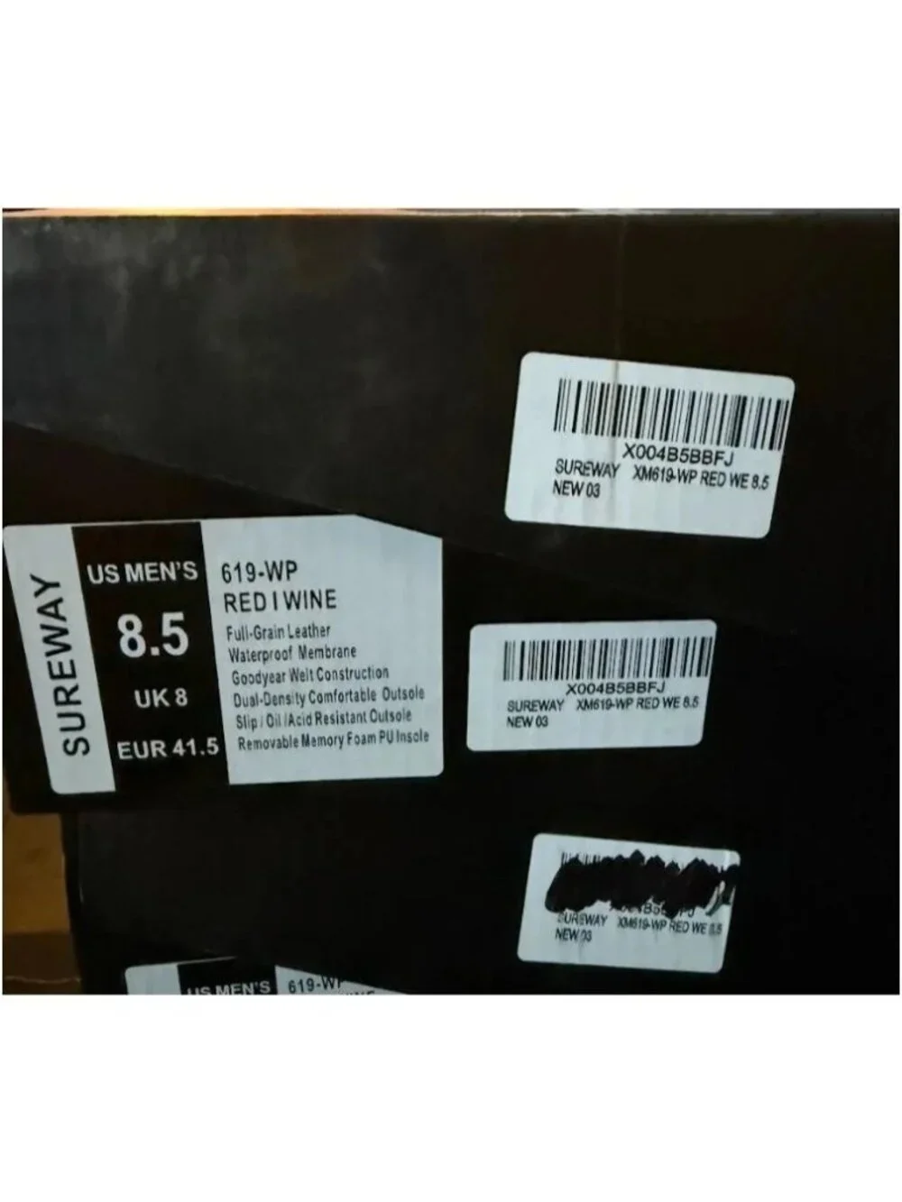 sureway Heavy Duty Soft Toe Full Grain Leather Work Boots Red Wine Size 8.5 NEW
